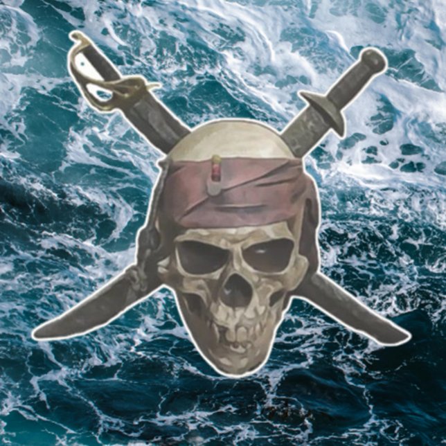 Adesivo de caveira de pirata Jolly ROGER (Pirate Decal. Brand new pirate vinyl sticker can be placed on car windows, laptops, boats, car)