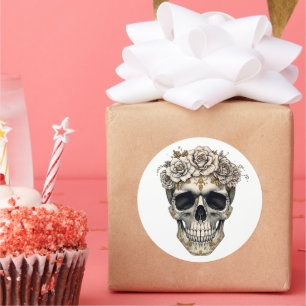 Adesivo de Caveira Floral Ivory Halloween Gótico