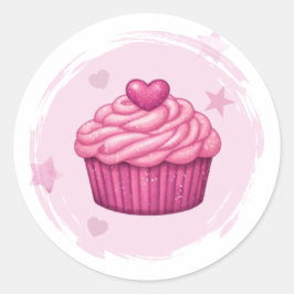 Adesivo de Celebração de Cupcake Rosa
