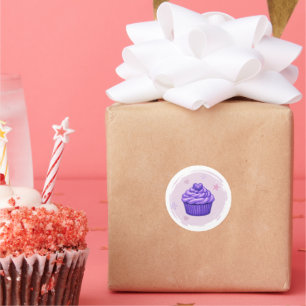 Adesivo de Celebração de Cupcake Roxo
