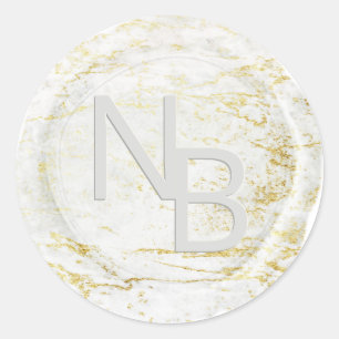 Adesivo de Cera com Monograma Branco de Mármore Mo