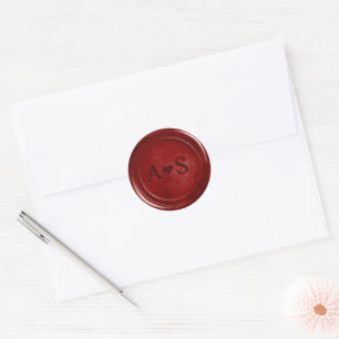 Adesivo de cera Royal Red Ruby com iniciais