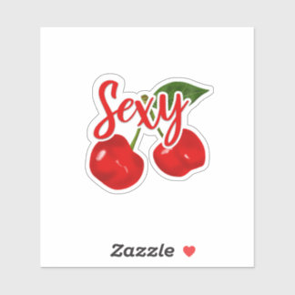 Adesivo de cereja com o texto "sexy".