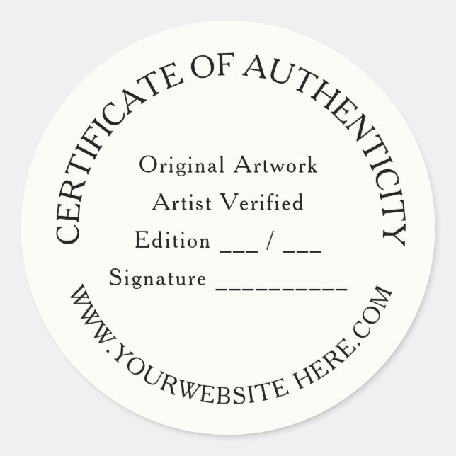 Adesivo de Certificado de Autenticidade de Luxo |  (Frente)