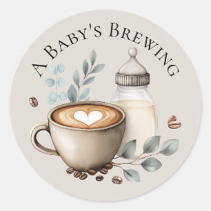 Adesivo de Chá de Bebê Baby está Preparando Café