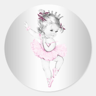Adesivo de Chá de Bebê Bailarina Rosa Vintage