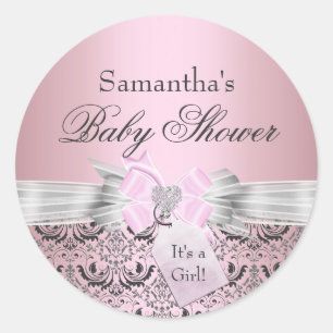 Adesivo de Chá de Bebê Damask & Tiara Princesa