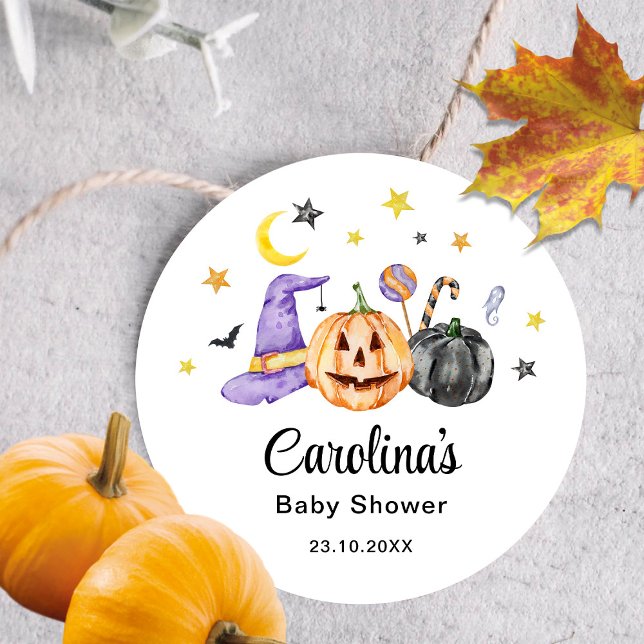 Adesivo de Chá de Bebê de Halloween (Criador carregado)