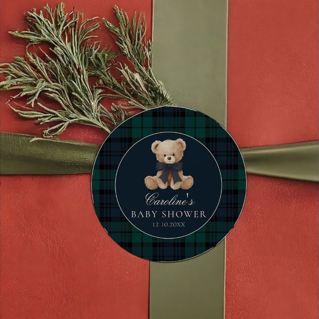 Adesivo de Chá de Bebê do Ursinho Teddy Elegante (Criador carregado)