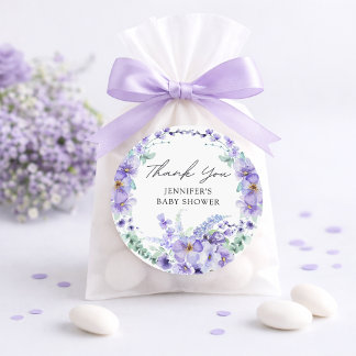 Adesivo de Chá de Bebê Floral Lavanda Elegante
