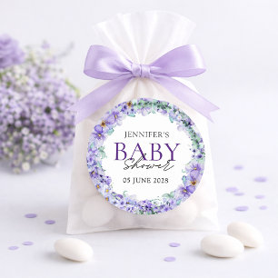 Adesivo de Chá de Bebê Floral Lavanda Elegante