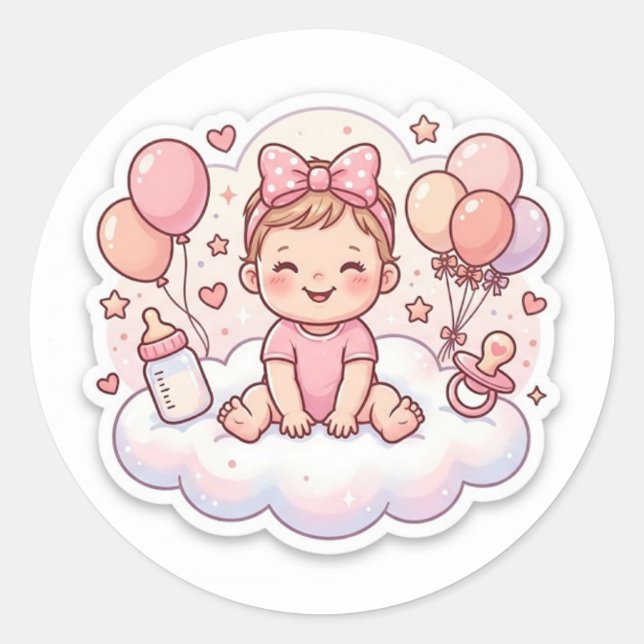 Adesivo de chá de bebê para menina (Frente)