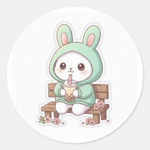 Adesivo de Chá de Bolhas do Coelho Kawaii