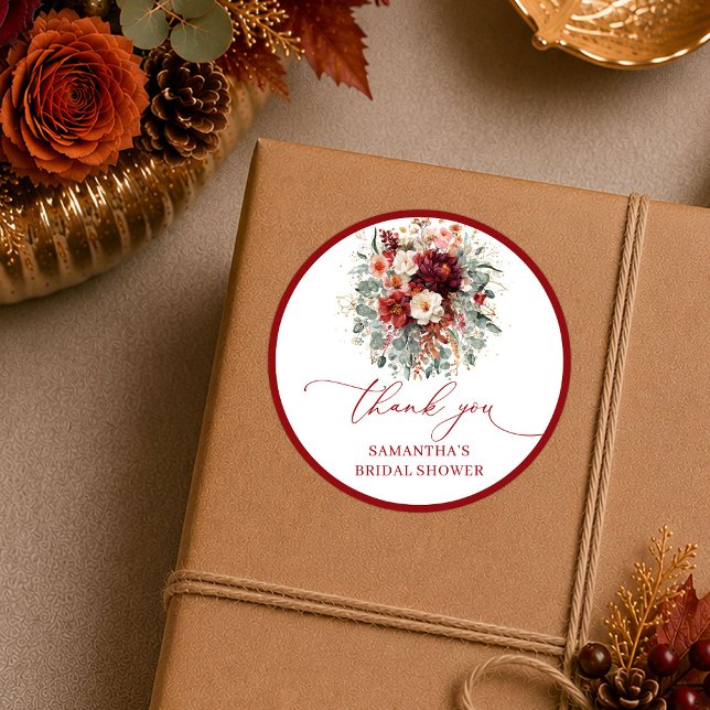 Adesivo de chá de noiva boho terracota outono chic (Chic fall terracotta boho bridal shower sticker artwork

)