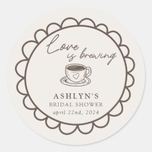 Adesivo de Chá de Noiva Temático de Café Desenhado
