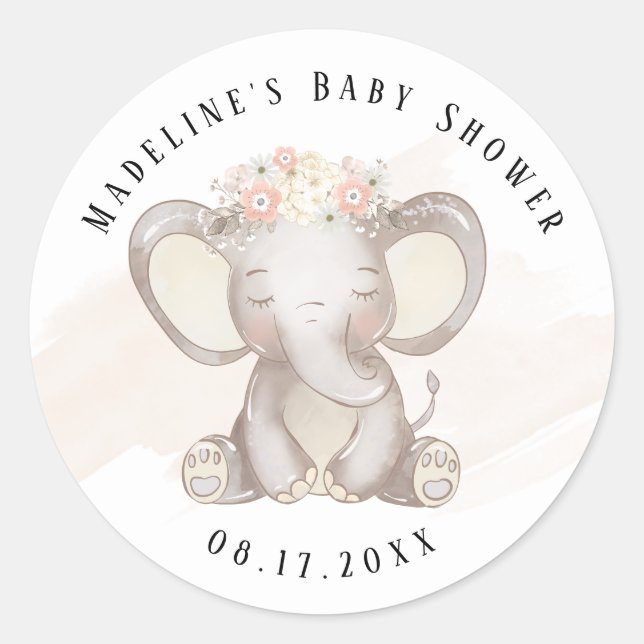 Adesivo de Chuveiro de Bebê Elefante Menina (Frente)