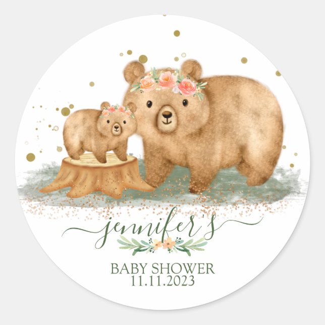 Adesivo de Chuveiro de Bebê Urso da Floresta | Fav (Frente)