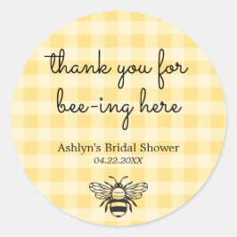 Adesivo de Chuveiro de Noiva Abelha Xadrez Amarelo