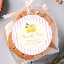 Adesivo de Chuvinha de Bebê Limão com Laço Rosa