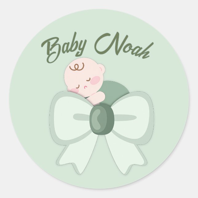 Adesivo de Chuvinha de Bebê Menino Verde Sage (Frente)