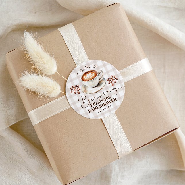 Adesivo de Chuvinha de Bebê Tema Café (A Baby is Brewing Coffee Theme Baby Shower Sticker
#lovedalatte
#babyisbrewing
)