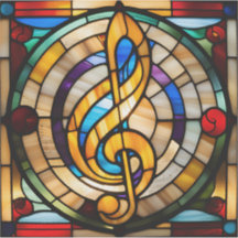 Adesivo de clave de sol em estilo vitral falso
