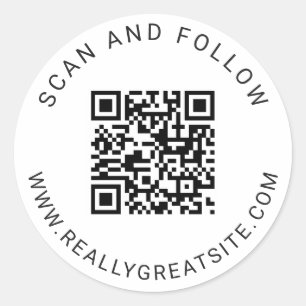 Adesivo de Código QR Redondo Clássico Minimalista