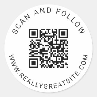 Adesivo de Código QR Redondo Clássico Minimalista