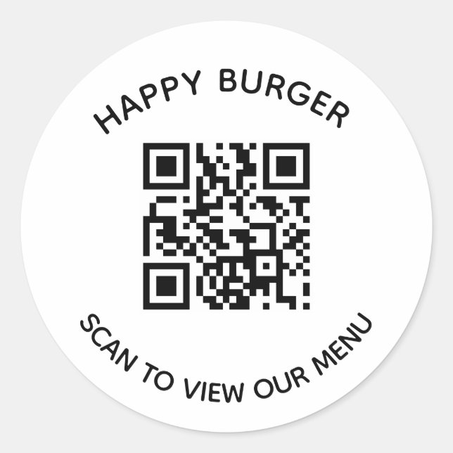 Adesivo de código QR substituível para restaurante (Frente)