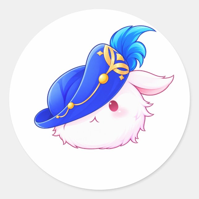 Adesivo de Coelho Mágico Azul Fofo (Frente)