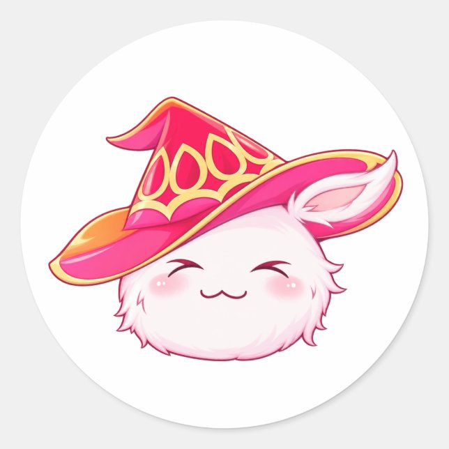  Adesivo de Coelho Mágico Rosa Fofa  (Frente)
