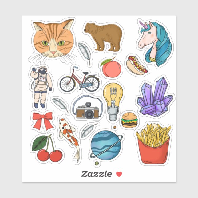 Adesivo de Coisas Aleatórias (Folha)