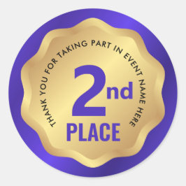 Adesivo de Competição de Medalha de 2º Lugar Azul