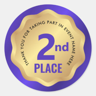 Adesivo de Competição de Medalha de 2º Lugar Azul 