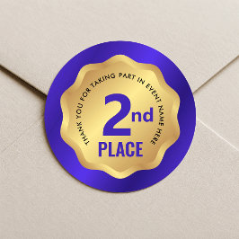 Adesivo de Competição de Medalha de 2º Lugar Azul 