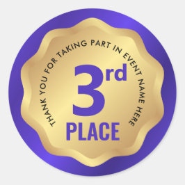 Adesivo de Competição de Medalha de 3º Lugar Azul