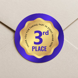 Adesivo de Competição de Medalha de 3º Lugar Azul 