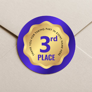 Adesivo de Competição de Medalha de 3º Lugar Azul