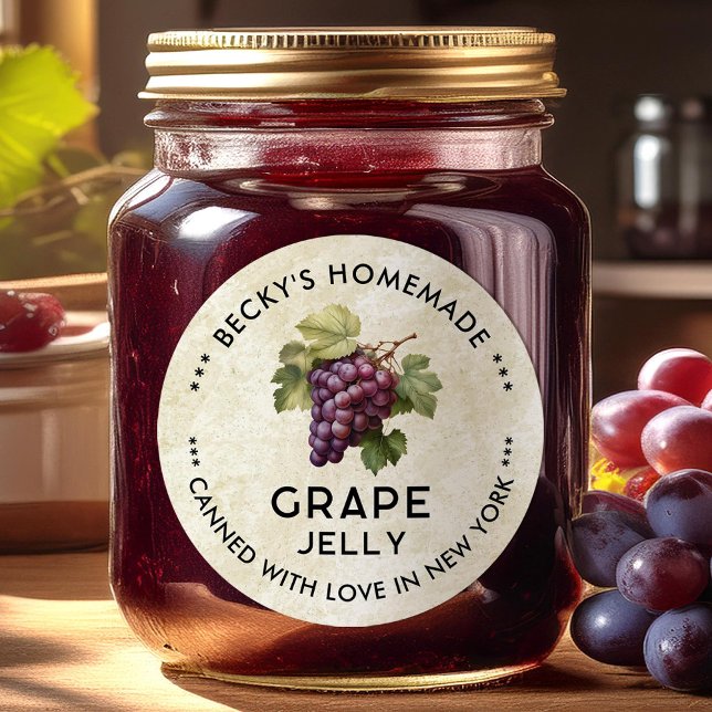 Adesivo de conserva de uvas estilo vintage (Criador carregado)