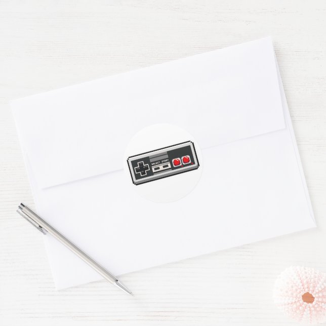 Adesivo de Controle de Jogo Pixel Art 8-bit Retro (Envelope)