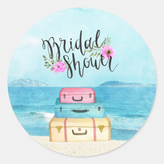 Adesivo de Convite de Chá de Noiva da Lua de Mel (Frente)