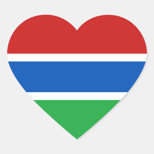 Adesivo de Coração da Bandeira da Gâmbia (Frente)