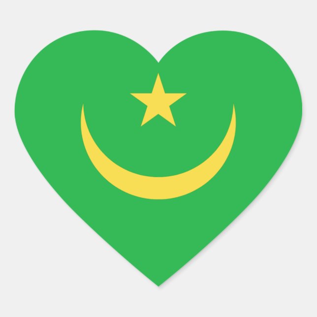 Adesivo de Coração da Bandeira da Mauritânia (Frente)