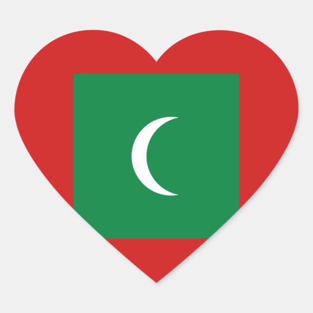 Adesivo de Coração da Bandeira das Maldivas (Frente)