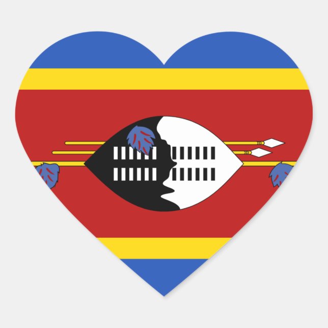 Adesivo de Coração da Bandeira de Essuatíni (Frente)