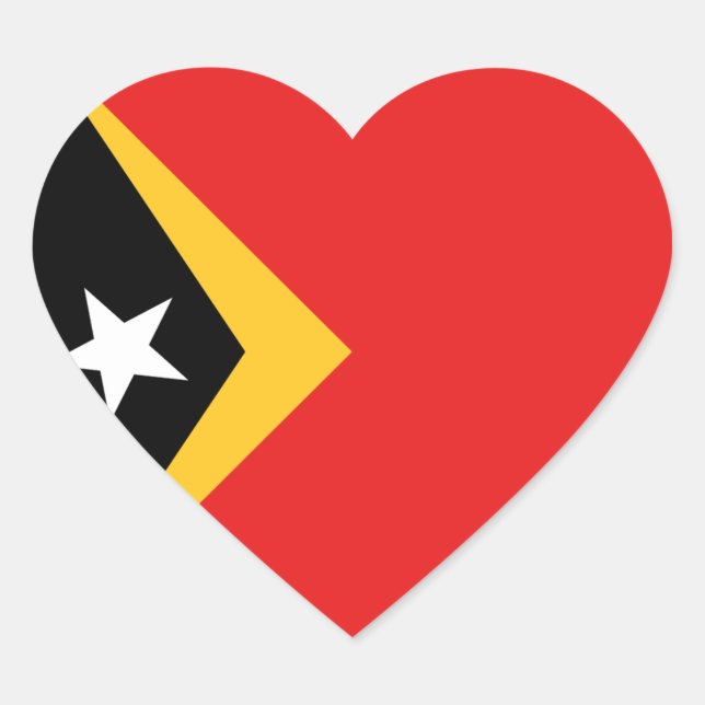 Adesivo de Coração da Bandeira de Timor-Leste (Frente)