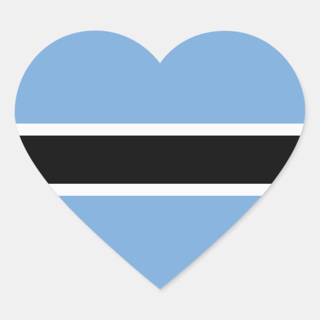 Adesivo de Coração da Bandeira do Botsuana (Frente)