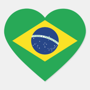 Adesivo de Coração da Bandeira do Brasil