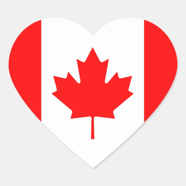 Adesivo de Coração da Bandeira do Canadá (Frente)