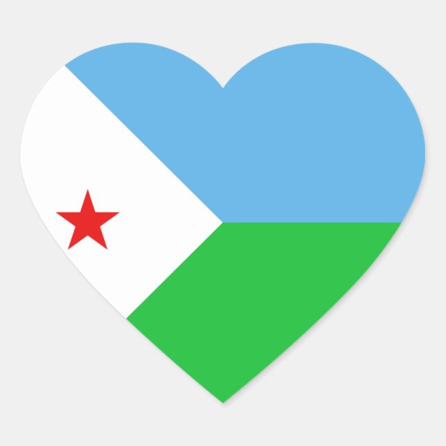 Adesivo de Coração da Bandeira do Djibuti (Frente)